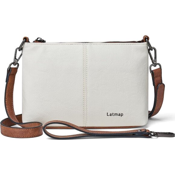 Womens White Crossbody Bag Vegan Leather Shoulder Hobo Purse Handbag Trendy